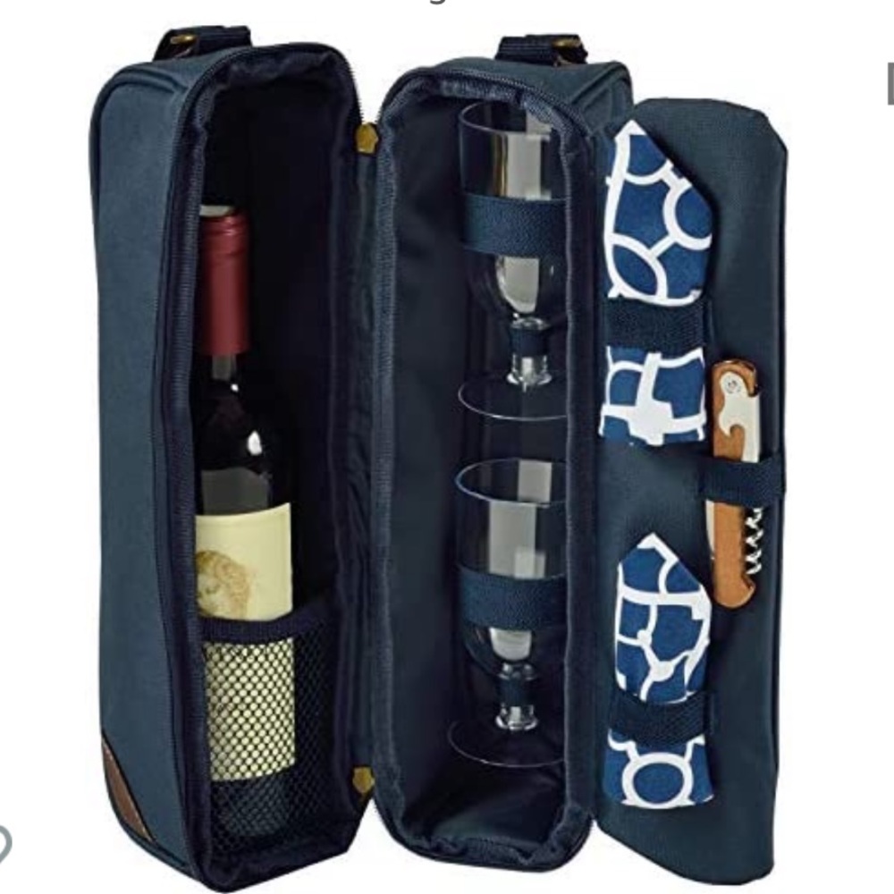 PICNIC AT ASCOT Navy Blue Sunset Wine Cooler for Two